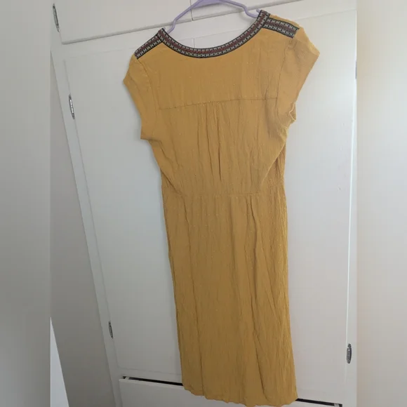 DR2 Yellow Boho Midi Dress with Black Details - Picture 3 of 3
